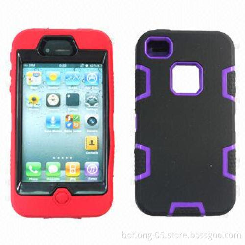 PC and Silicone Cases for iPhone 4S, Paragraph C Robot, Various Colors Available